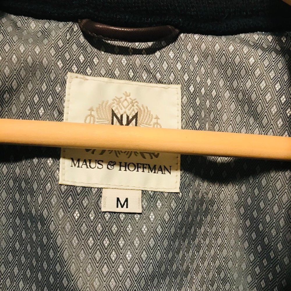 Maus & Hoffman Loro Piana Navy Wool Barracuda Bomber Jacket Size M - Picture 5 of 14